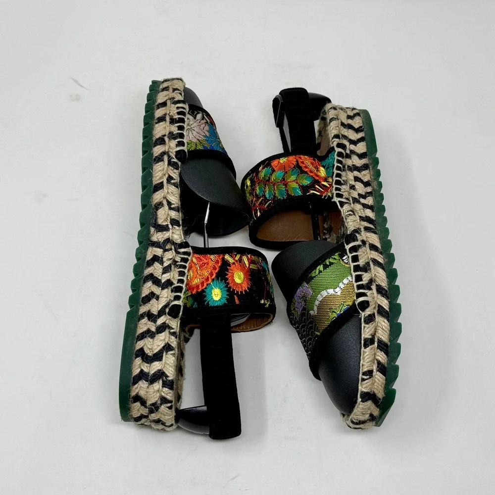 Kron by KronKron Women's Sz 8.5 Embroidered Platform Espadrille Sandals Colorful